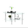 MAYEERTY Oval Glass Coffee Table, 3-Layer Glass Modern Table With Stainless Steel Leg, Tea Table for Living Room, Transparent - 3 of 4