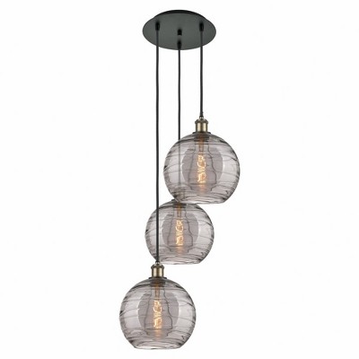 Athens Deco Swirl - 3 Light Cord Hung Multi Pendant In Industrial Style-35.63 Inches Tall and 16.5 Inches Wide