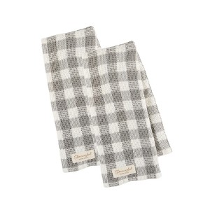 Design Imports Washed Waffle Dishtowel Set/2, Storm Blue - 1 of 4