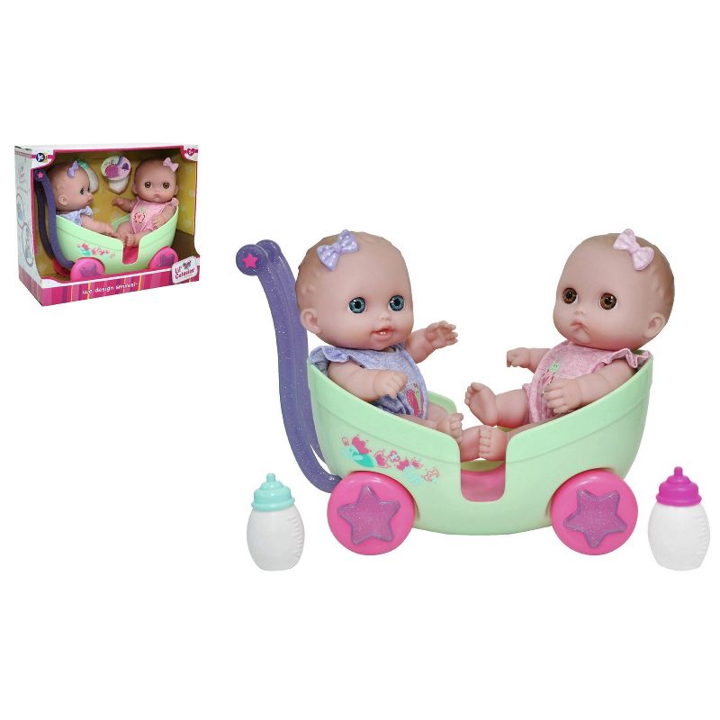JC Toys Lil' Cutesies Twins 8.5" All Vinyl Baby Doll with Stroller, 3 of 5