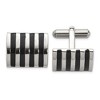 Chisel Stainless Steel Polished with Black Enamel Stripes Cuff Links - 2 of 2