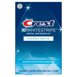 Crest 3D Whitestrips Classic White Teeth Whitening Kit with Hydrogen Peroxide -  10 Treatments