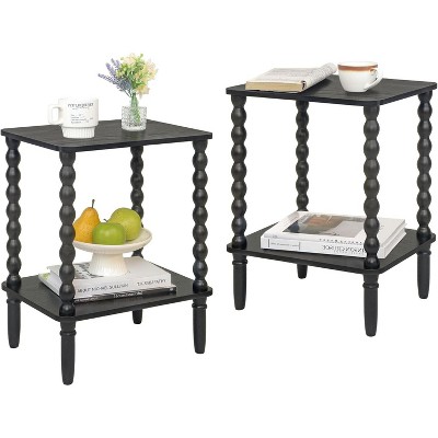 Side Table, Small End Table with Storage Shelf, 2-Tier Small Coffee Tables Living Room