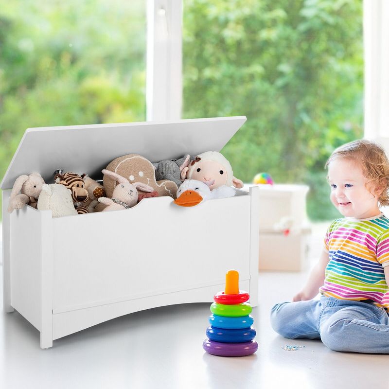 Tangkula Kids Toy Box Large Wooden Flip-Top Storage Chest Organizer Bench w/ Safety Hinge, 4 of 11