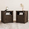 18" Dark Brown Farmhouse Nightstands Rustic Wood End Tables with Charging Station, Magnetic Barn Door & Adjustable Shelf - 3 of 4