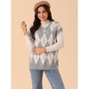 Seta T Women's Contrast Color V Neck Sleeveless Knit Loose Pullover Sweater Vest - 3 of 4