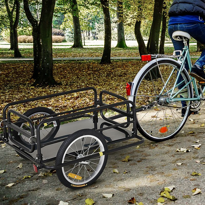 Aosom Bike Cargo Trailer for Hefty Loads, Foldable Compact Storage, Heavy-Duty, Bike Wagon Bike Trailer Bicycle Cargo Trailer Bike Attachment, Black, 4 of 10