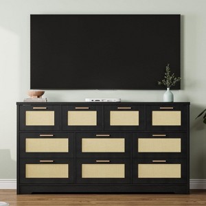 coucheta Rattan Dresser for Bedroom with 10 Drawer, 59" Wide Modern Chest of Drawers with Metal Handle, Large Wooden TV Stand for Living Room - 1 of 4