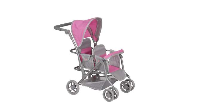 Cruise Folding Inline Double Doll Stroller - Gray/Pink, 2 of 7, play video