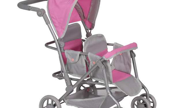 Cruise Folding Inline Double Doll Stroller - Gray/Pink, 2 of 7, play video