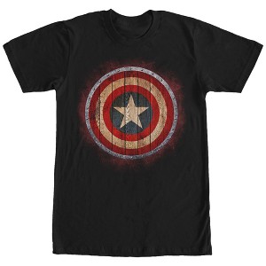 Men's Marvel Captain America Shield Wood Print T-Shirt - 1 of 4