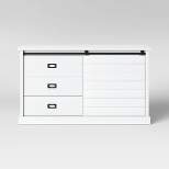 Southwick Farmhouse 3 Drawer/Shelf Dresser with Sliding Barn Door White - Threshold™