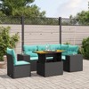 vidaXL 6 Piece Patio Sofa Set with Cushions Black Poly Rattan - 2 of 4