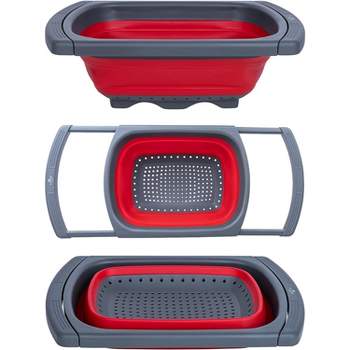 2pcs Foldable Colander, Silicone Collapsible Strainer, Extendable Pasta  Drainer, Tpe Material Better Than Thermoplastic Elastomer, Vegetable And  Fruit Filter, Food Filter, Suitable For Picnic Outdoor Camping Kitchen  Drain Bowl - Red 2pcs/set