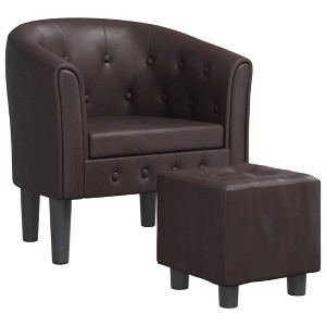 vidaXL Tub Chair - Brown Faux Leather Upholstered Armchair for Living Room, Bedroom & Office - 1 of 4