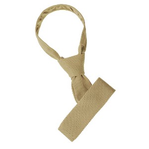 Allegra K Men's Knit Self-Tied Solid Color Skinny Square Tipping Ties - 1 of 4