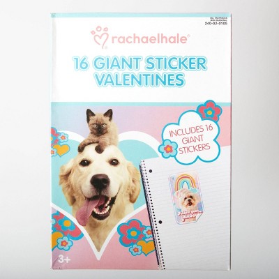Rachael Hale 16ct Giant Sticker Valentine's Day Classroom Exchange Cards - Paper Magic