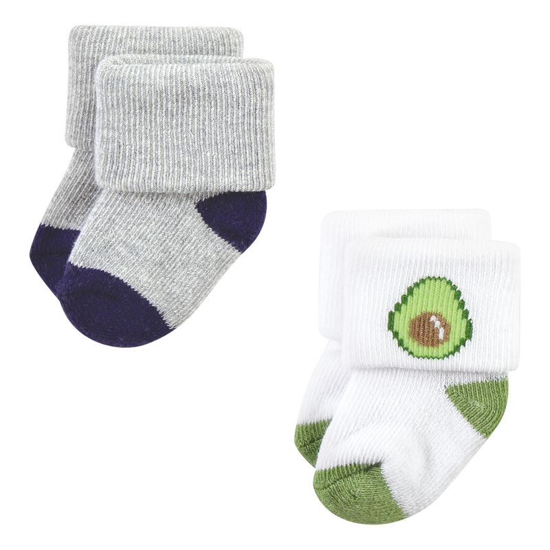 Hudson Baby Infant Boy Cotton Rich Newborn and Terry Socks, Snacks, 5 of 7