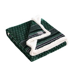 50"x60"  Fair Isle Reversible Throw Blanket Green - Eddie Bauer - 1 of 4