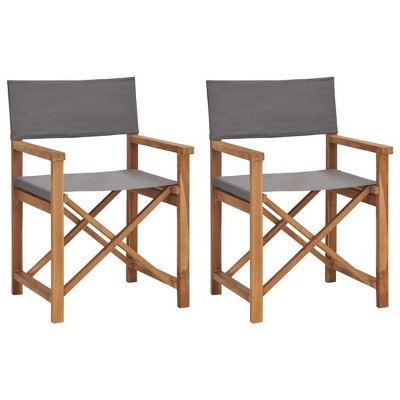 vidaXL Director's Chairs 2 pcs Set - Solid Teak Wood Outdoor Furniture - Lightweight