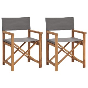 vidaXL Director's Chairs 2 pcs Set - Solid Teak Wood Outdoor Furniture - Lightweight - 1 of 4