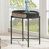 NicBex Wooden Top Mesh Border End Table with Metal Legs and Rattan Insert for Living Room - 2 of 4