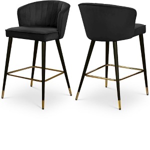 Meridian Furniture,Cassie Black Velvet Stool, Set of 2 - 1 of 4