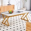 47" Rock Slab Rectangular Coffee Table with Golden Metal Legs and Smooth Durable Surface for Modern Living Rooms - 2 of 4