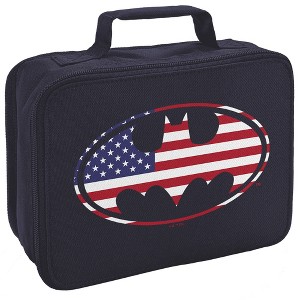 Batman Usa American Flag Shield Logo Insulated Soft Sided Lunch Box - 1 of 4