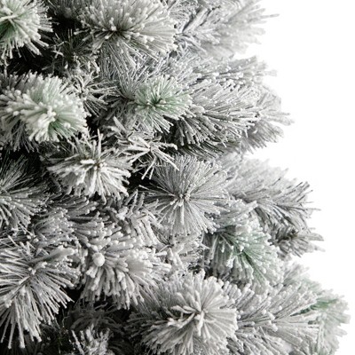 6-ft White Flocked Pine Artificial Christmas Tree with Cool White Lights