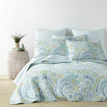 Magnolia Navy Paisley Quilt Set - Full/Queen Quilt and Two Standard Pillow  Shams Navy - Levtex Home