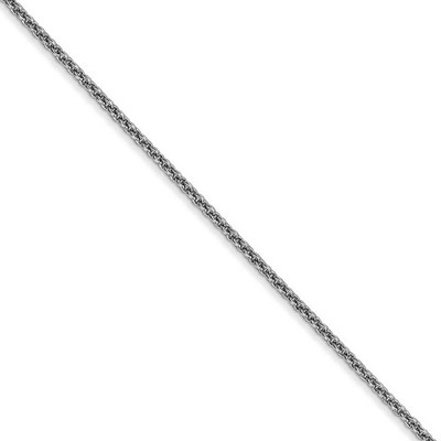 Black Bow Jewelry 1.6mm 14k White Gold Solid Round Cable Chain Necklace