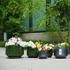 NAYSAYE Planter Set of 3 Ceramic Flowerpot Sleek Glossy Design Elegant Style for Indoor Outdoor Garden, Green, 14.7"*14.7"*10.7" - 2 of 4