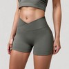 Anna-Kaci Active Women's High Waist Seamless Ribbed Biker Shorts with Crossover Waistband and Compression Fit - 3 of 4