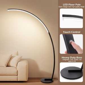 Whizmax Arc Floor Lamp, 79" Dimmable LED Floor Lamp with 4 Color Temperatures Ultra Bright Curved Standing Tall Lamp for Bedroom Office Home, Black - 1 of 4