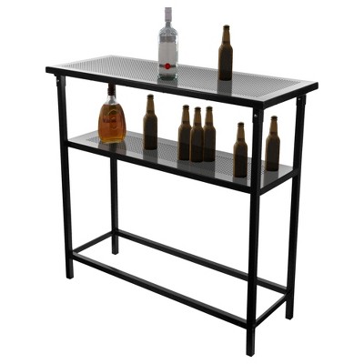 Contemporary Hardwood 39'' Portable Home Bar with 2 Shelves