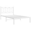 vidaXL White Metal Bed Frame with Headboard – Single Bed Frame with Storage Space, Steel Slats and Legs, 81.5" x 41.3" x 35.4" - 2 of 4