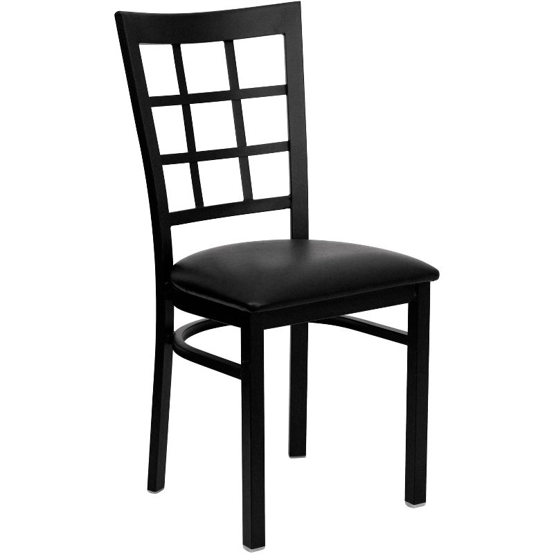 Flash Furniture Black Window Back Metal Restaurant Chair, 1 of 12