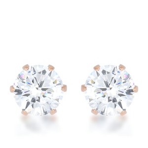 Slickblue 3.4ct CZ Rhodium Stainless Steel Stud Earrings for Women, Rose Gold/Silver, Prong Set, Contemporary Jewelry - 1 of 3