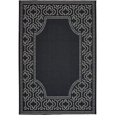 Oriental Weavers Marina 1247K Black/ Ivory Indoor/Outdoor Area Rug - 1'9" x 3'9"