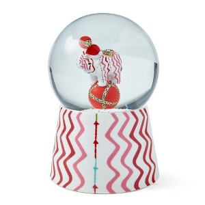 Kit Kemp by Spode Christmas Snow Globe, Rik Rak Elephant Snow Globe, Lights Up Plays Music, Collectible Winter Decor LED Accents, Pink & Red Accents - 1 of 4