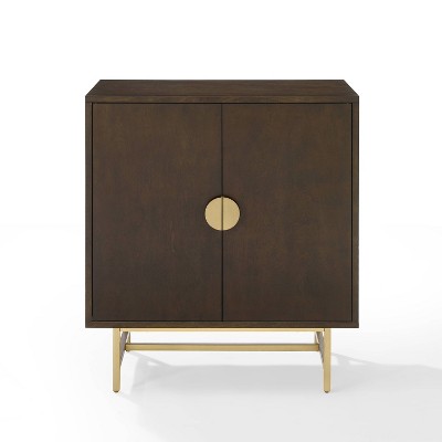 Blair Contemporary Dark Brown and Gold Bar Cabinet with Wine Storage