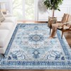 8x10 Large Washable Area Rug, Blue Non Slip Carpet, Stain Resistance Vintage Room Rug, Indoor Floor Carpet for Living Room, Low Profile Rug, Boho Rug - 2 of 4