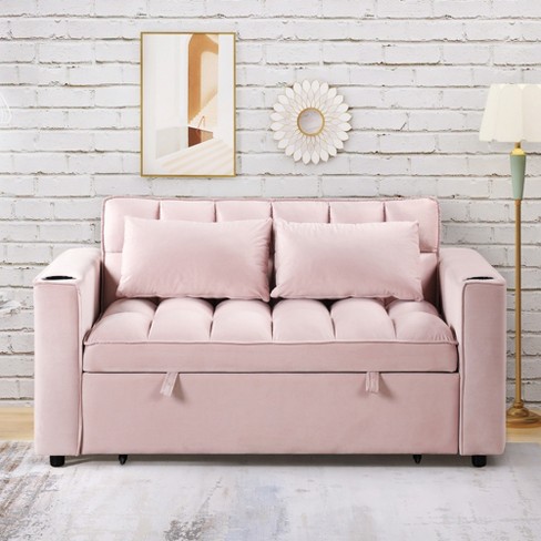 4 1 Multi functional Sofa Bed With Cup Holder And Usb Port Pink modernluxe Target