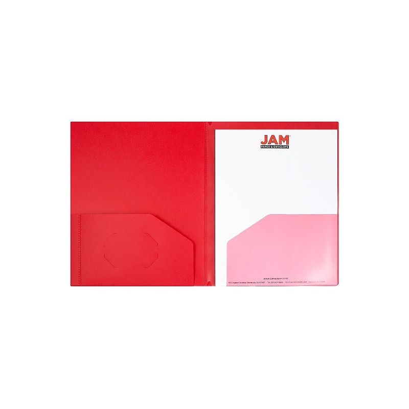 JAM Paper 10-Pocket Heavy Duty Plastic Folders Red 3/Pack (389MP10rec) 389MP10REC, 2 of 4