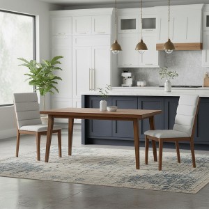 Homy Casa Set of 2 Upholstered Dining Chairs with Solid Wood Frame and Padded Back, Walnut & Light Gray - 1 of 4