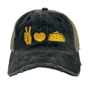 Peace Love Tacos Hat Funny Food Lovers Novelty Cap - Crazy Dog - 1 of 4