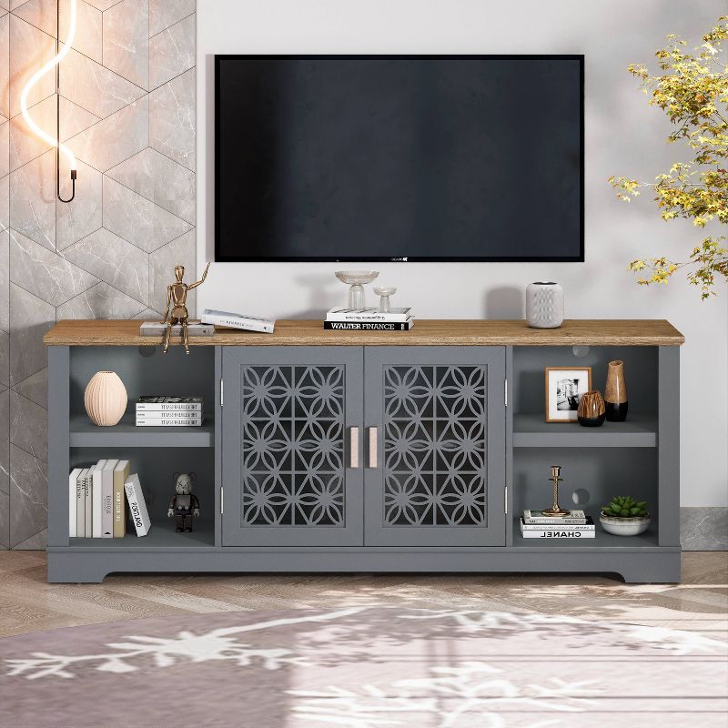 Gray TV stand for a neutral Color Scheme