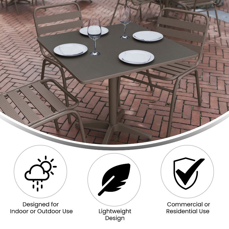 Flash Furniture Mellie 31.5'' Square Aluminum Indoor-Outdoor Table with Base, 5 of 11