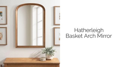 Rustic Brown Arched Wooden Bathroom Vanity Mirror, 24x36